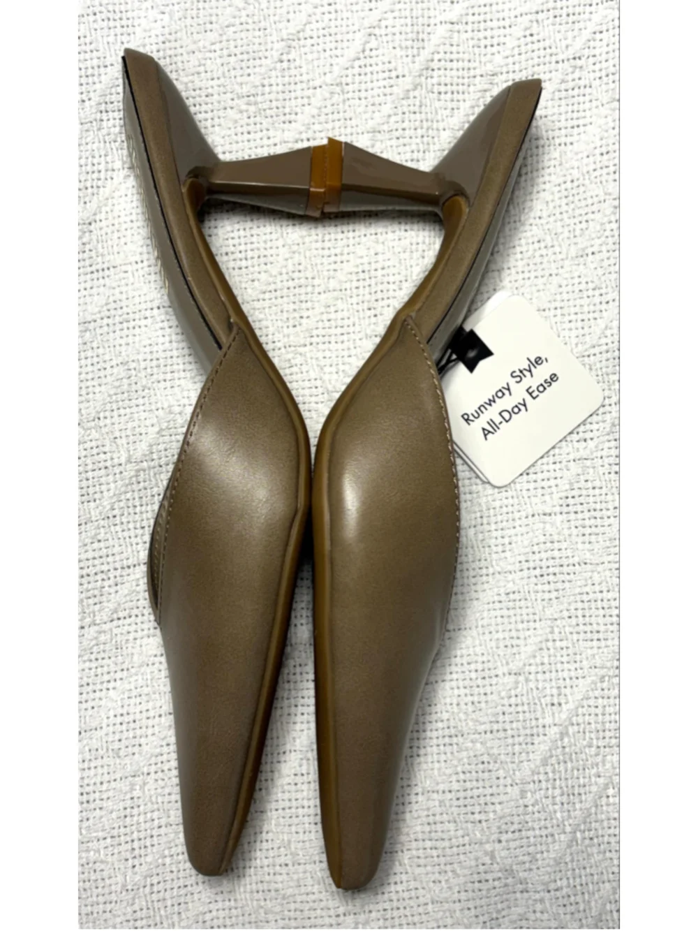 Jason Wu Taupe Pointed Toe Mule Heels Size 7 NIB Minimalist Normcore 
